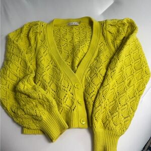 Alice + Olivia Vibrant Yellow Knit Cardigan